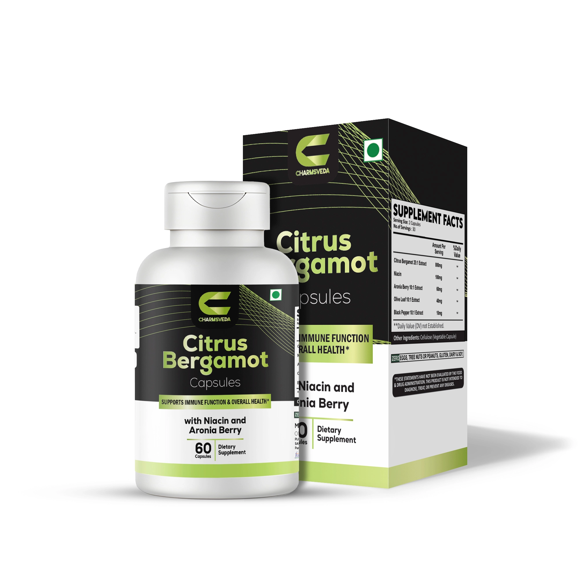 charmsveda citrus bergamot capsules – with niacin, aronia berry, olive leaf | immune & heart health | 60 capsules charmsveda citrus bergamot capsules – with niacin, aronia berry, olive leaf | immune & heart health | 60 capsules