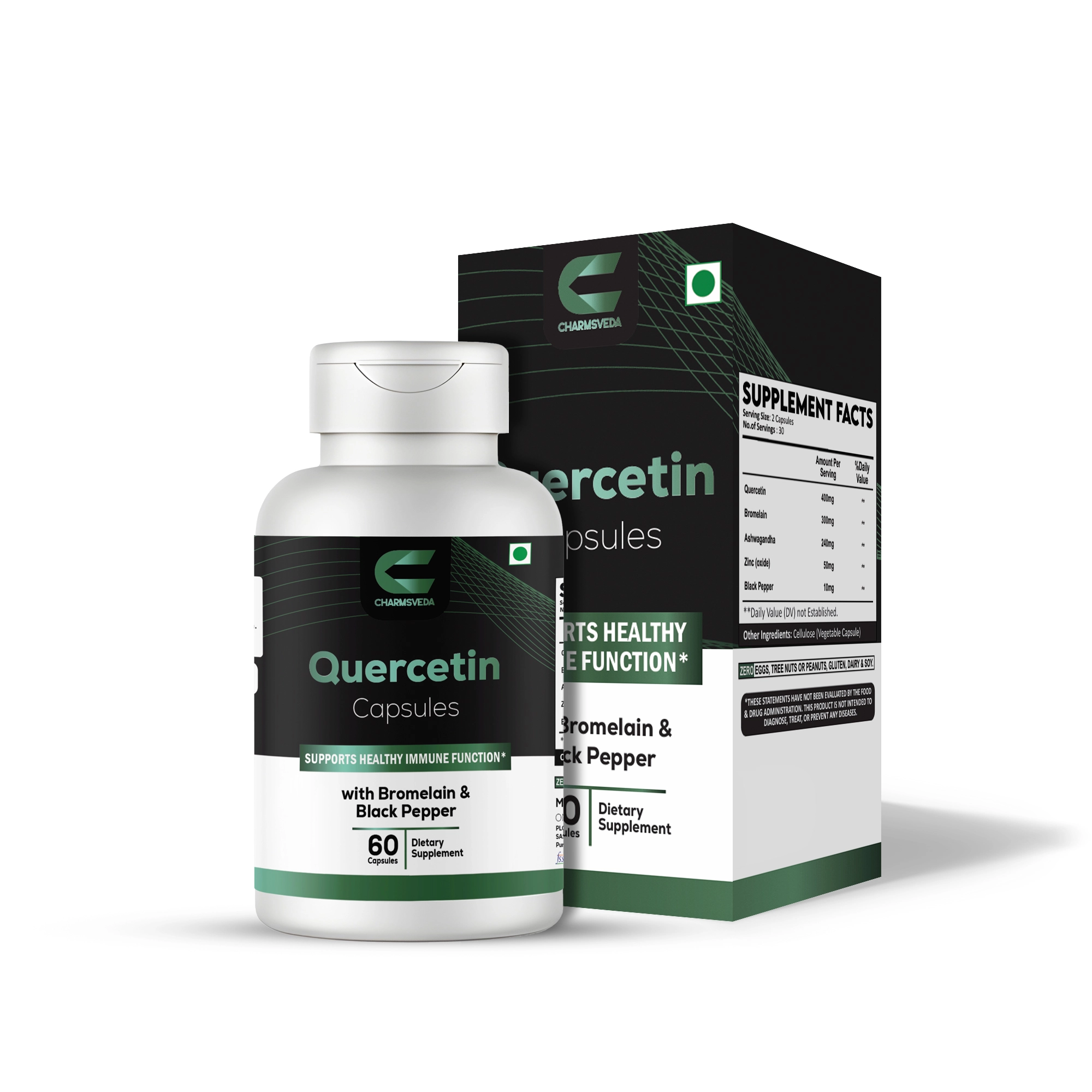 charmsveda quercetin capsules with bromelain – supports healthy immune function | 60 capsules charmsveda quercetin capsules with bromelain – supports healthy immune function | 60 capsules