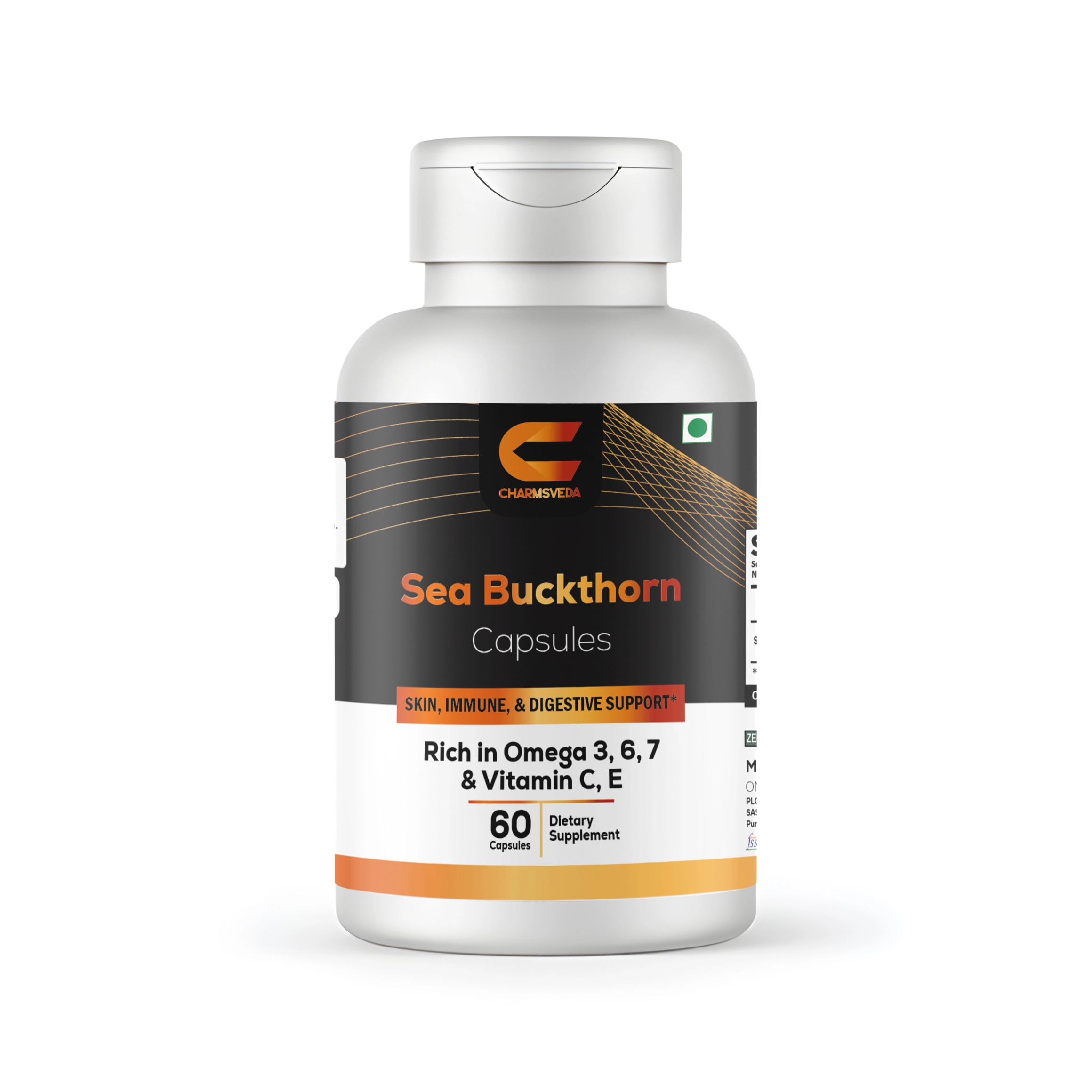 charmsveda sea buckthorn capsules – skin, immune & digestive support | omega 3, 6, 7 charmsveda sea buckthorn capsules – skin, immune & digestive support | omega 3, 6, 7