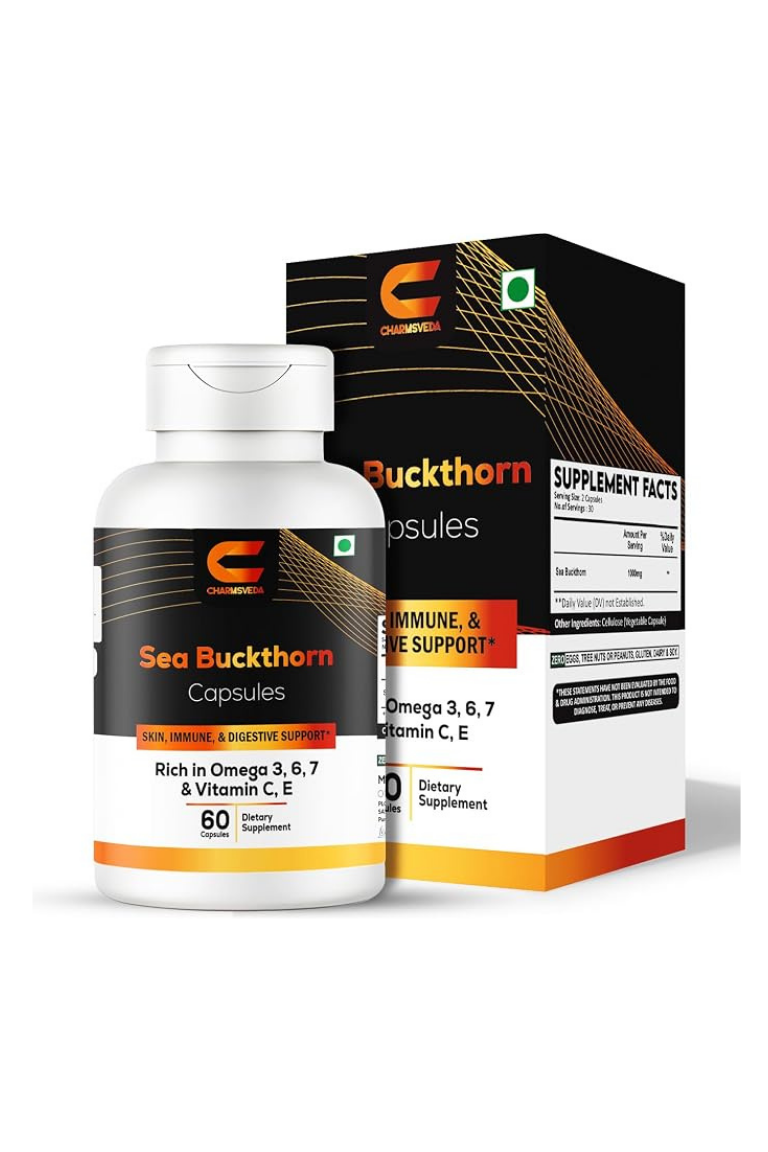 Sea Buckthorn with Complete Omega 3, 6, 7, 9 | Vitamins C & E | 60 Capsules - Image 2